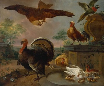 poulet aigle et les oiseaux Peinture à l'huile